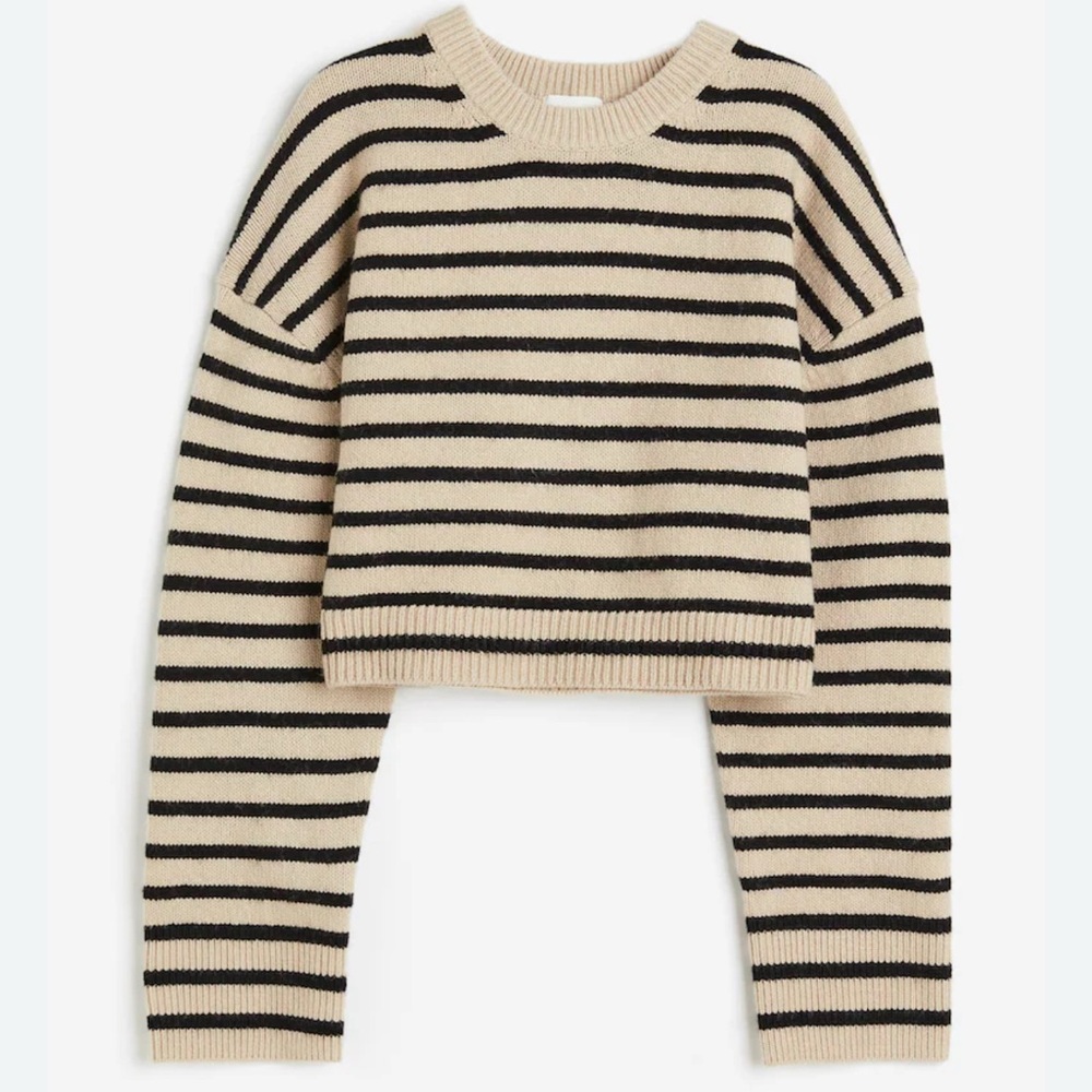H&M Black and Beige Striped Sweater